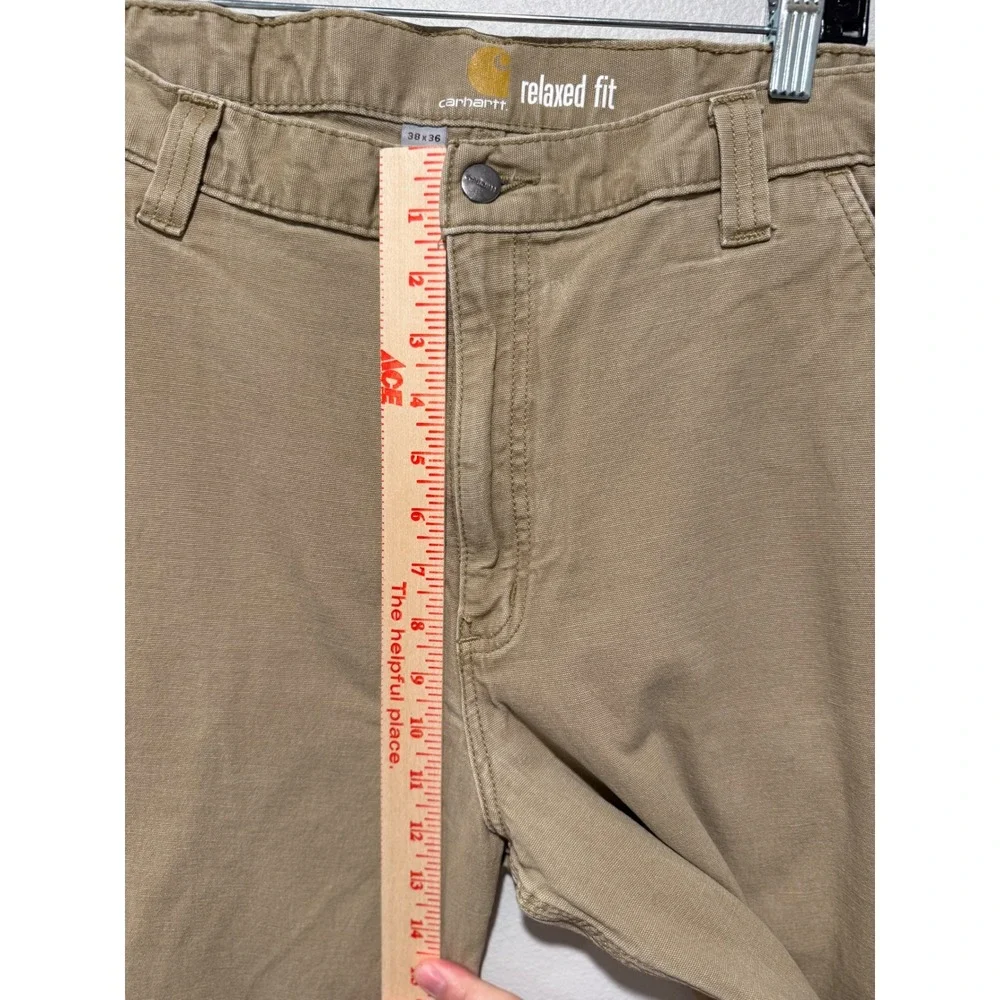 Carhartt Mens Relaxed Fit Canvas Work Pants Tan Khaki Utility Carpenter 38x36